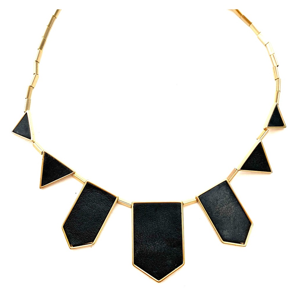 House of Harlow 1960 gold station leather necklace